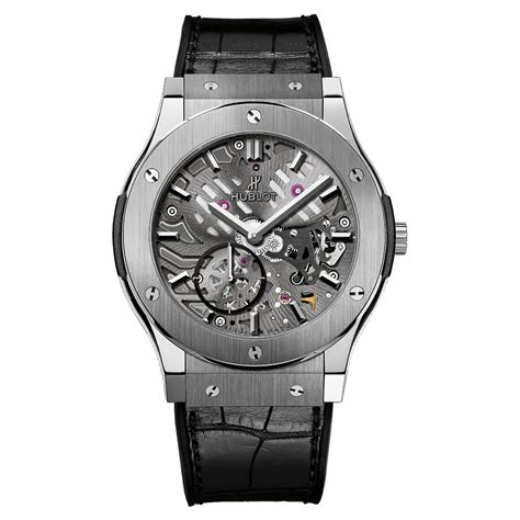 hublot classic fusion 45mm classico ultra-thin skeleton all black|Hublot classic fusion price.